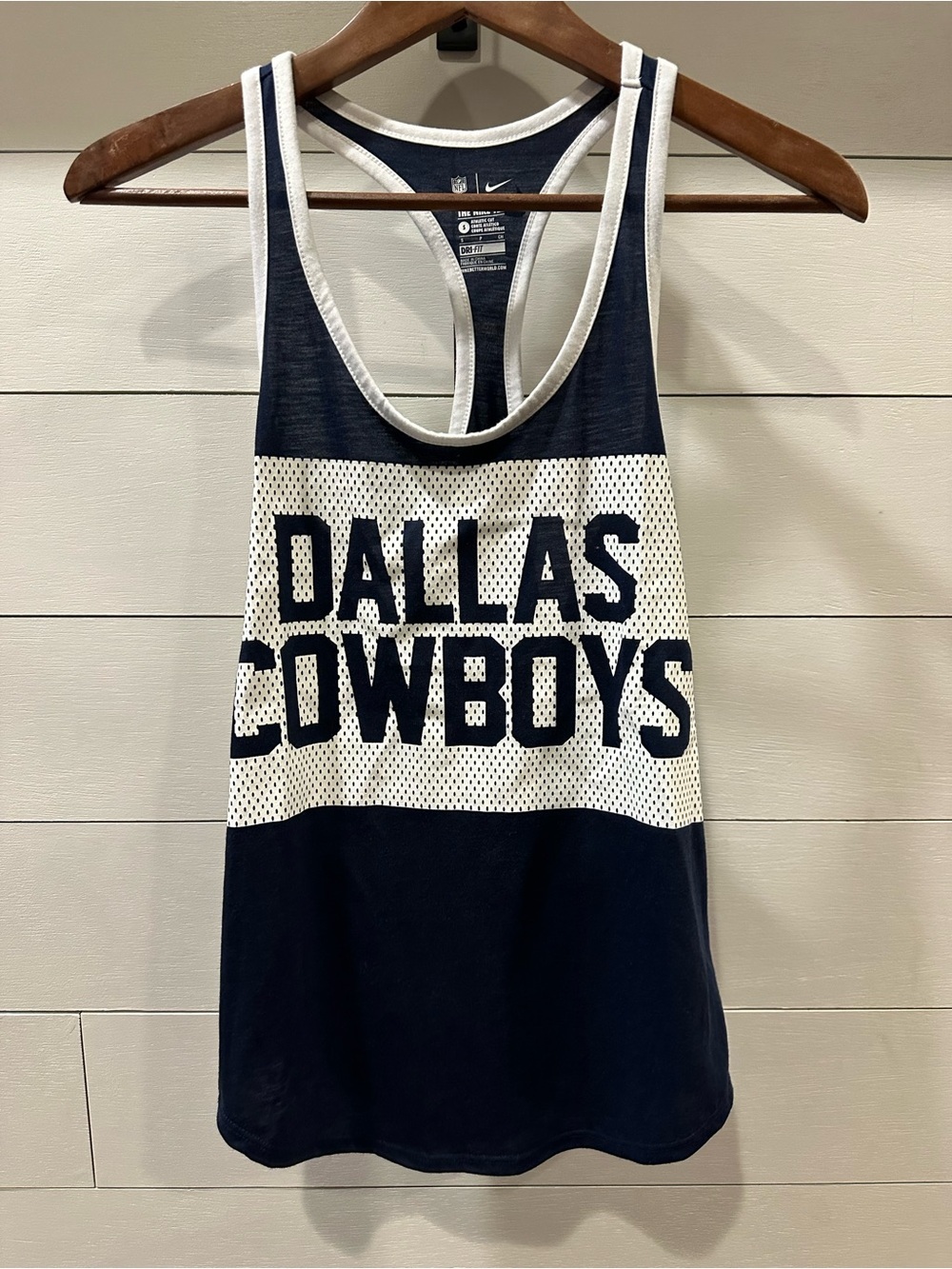 Nike Dallas Cowboys Navy and White Racerback Tank Top- size Small